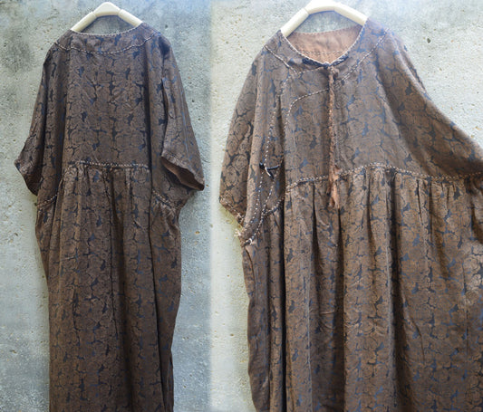 edoa Reversible Loose Fitting Mud Silk Jacquard Qipao