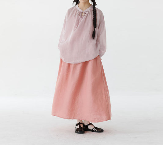 edoa High Counted Ramie Long Sleeves Blouse