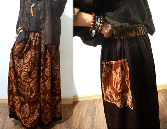 Reversible Mud Noil Silk Jacquard Wide Leg Pants pa0129 X298