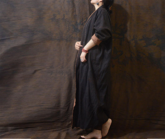 edoa Reversible Mud Tussah Silk Cardigan Coat