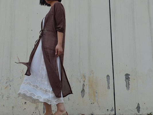 edoa Silk Linen Gauze Cardigan Jacket