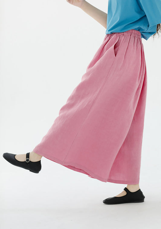EDOA Stone-washed Linen Wide Leg Pants