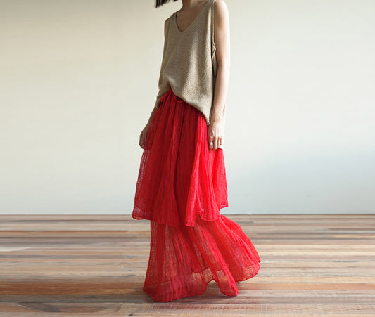 edoa Elegant Crushed Linen Gauzy Skirt