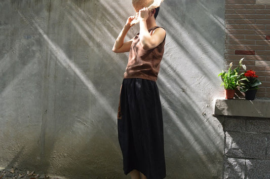 edoa Reversible Mud Silk Tank Top with Hand Embroidery