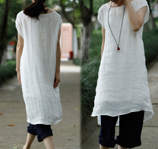 edoa Thin Linen Gauze Layered Tunic