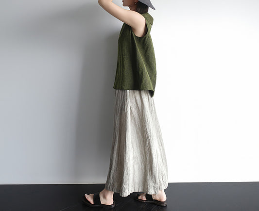 edoa Modenized Green Cracked Mud Silk Trapeze Tank Top