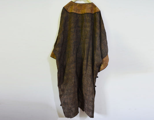 Oversized Mud Silk Linen Blend Jacquard Qipao dr0140 A872