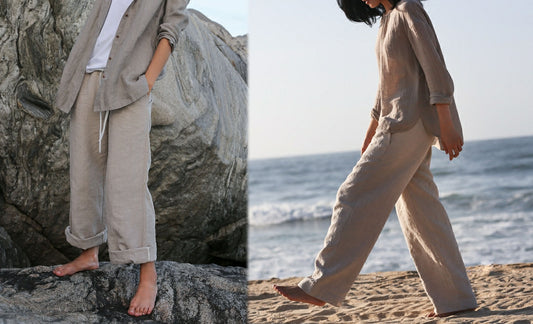 edoa Flax Linen Wide Leg Pants