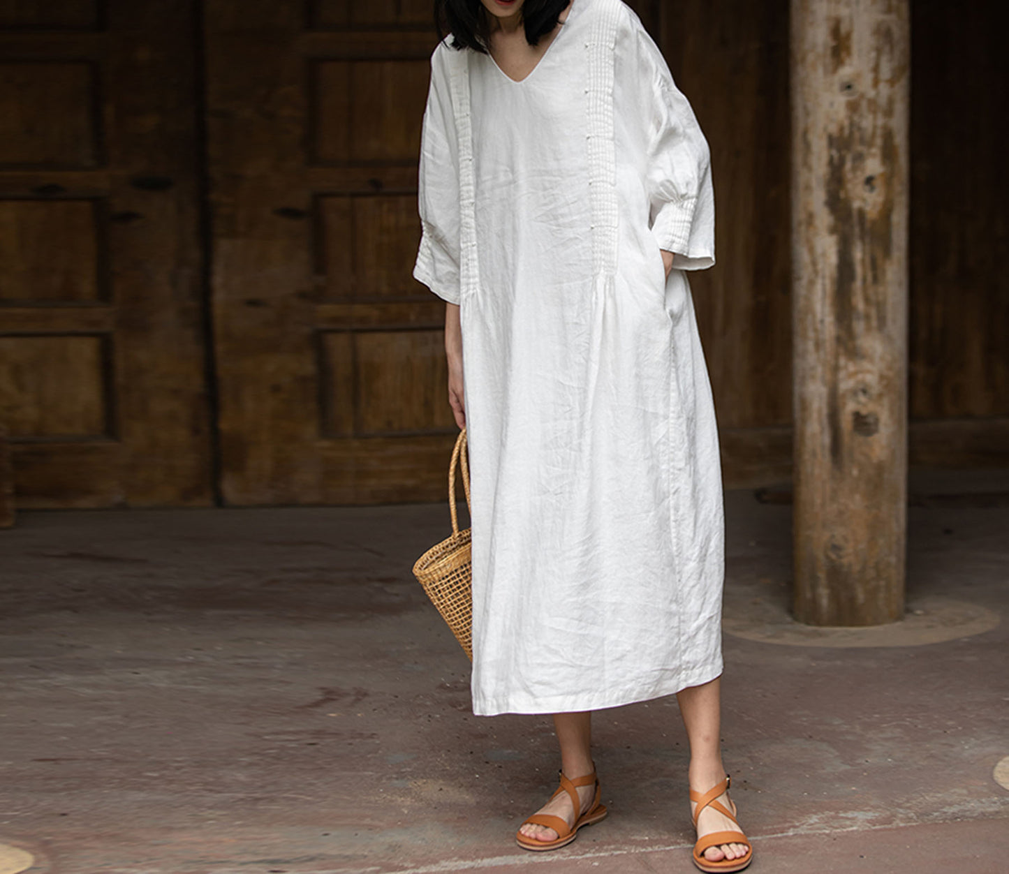 edoa pintucked linen dress