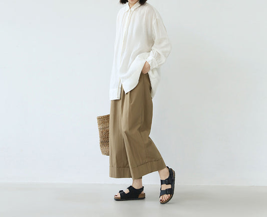 edoa Oversized Off White Washed Linen Shirt