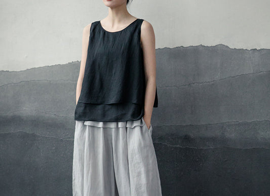 edoa Double-layer Ramie Tank Top
