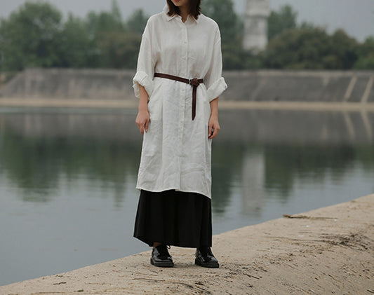 edoa Oversized Linen Shirtdress