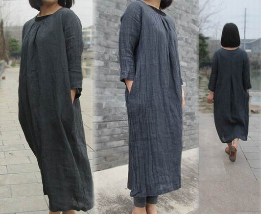 edoa Crinkle Linen Cotton Dress