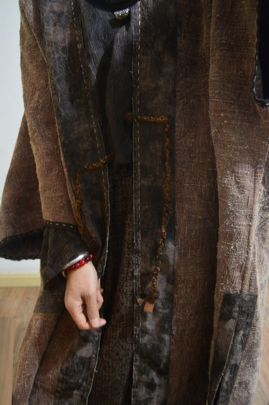 Reversible Mud Tussah Silk Jacquard Coat co0183 X011