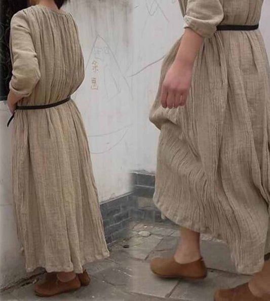 edoa Textured Linen Maxi Dress