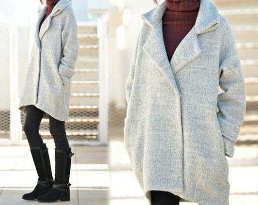 edoa Loop-Yarns Wool Cocoon Coat