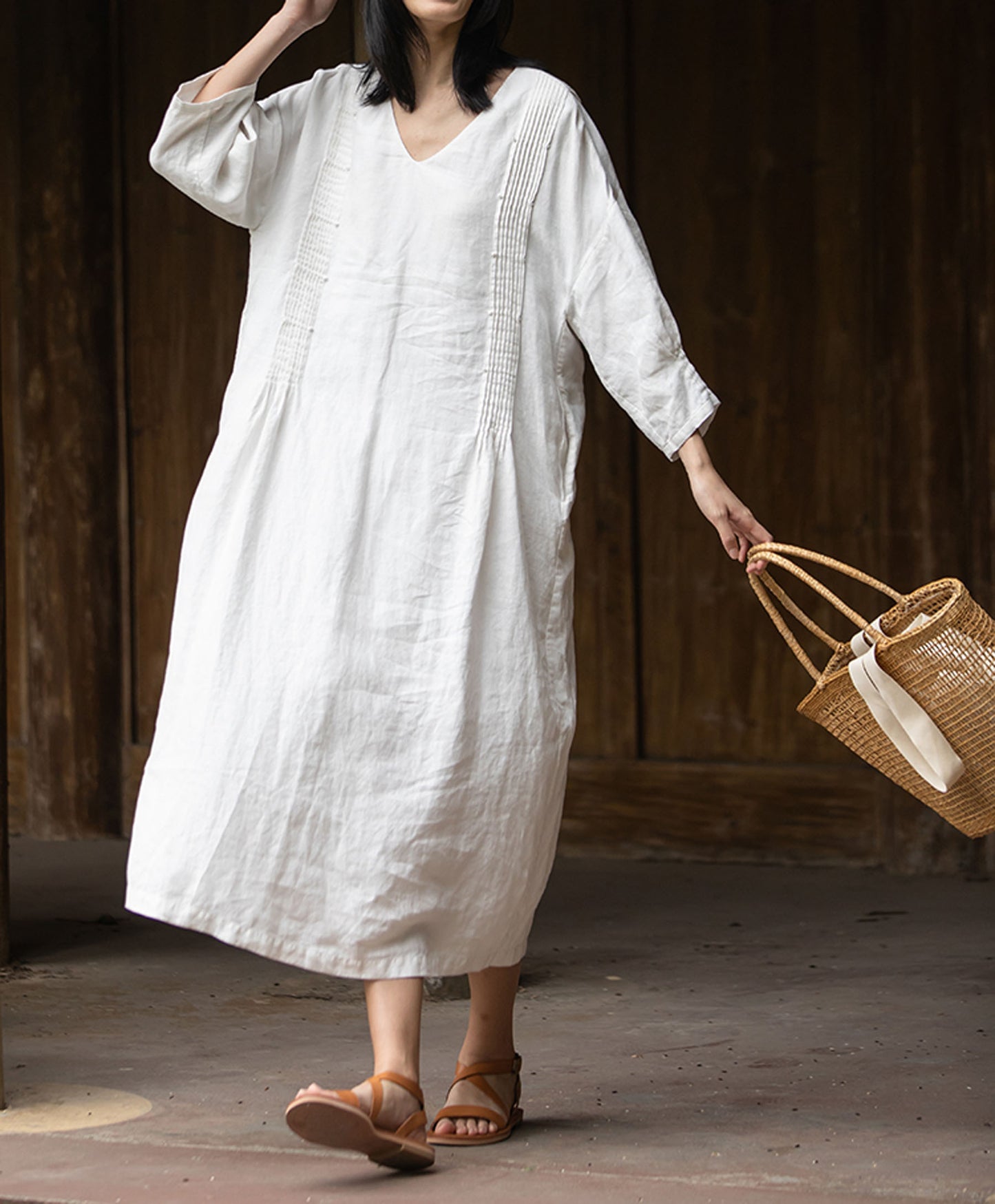 edoa pintucked linen dress