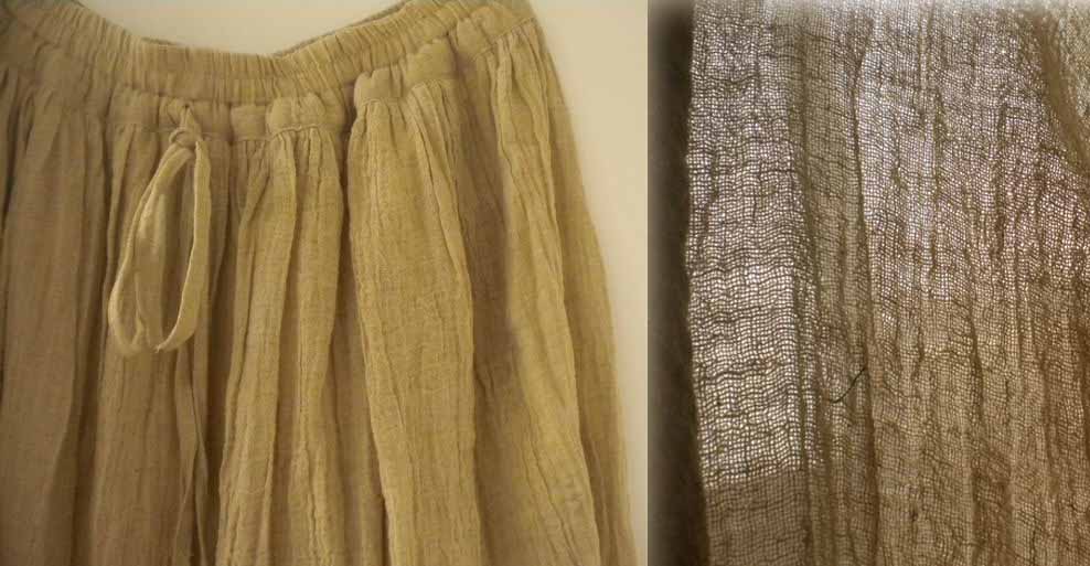 Textured washed linen long skirt