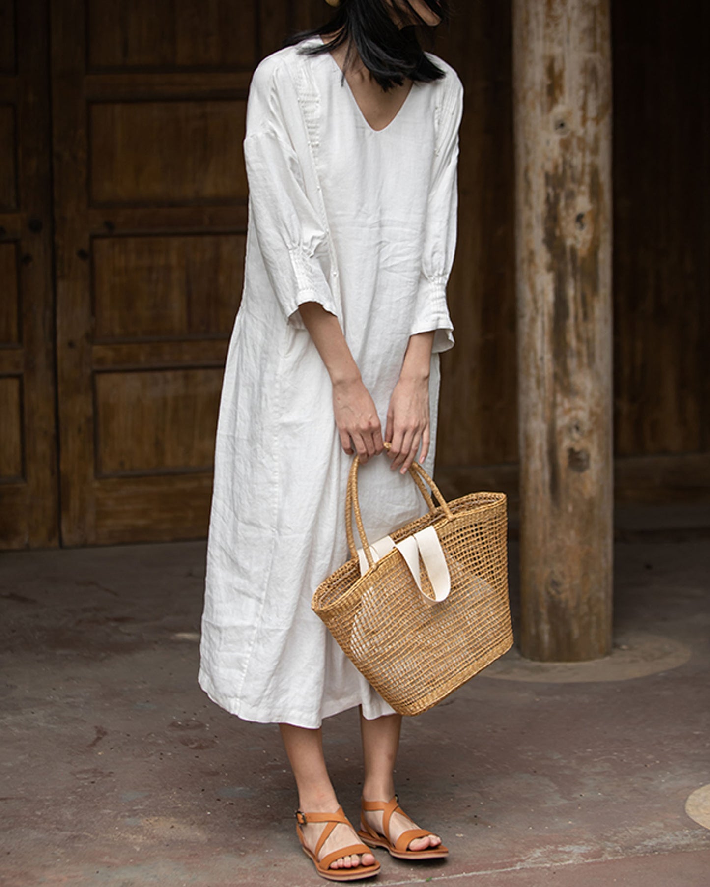 edoa pintucked linen dress