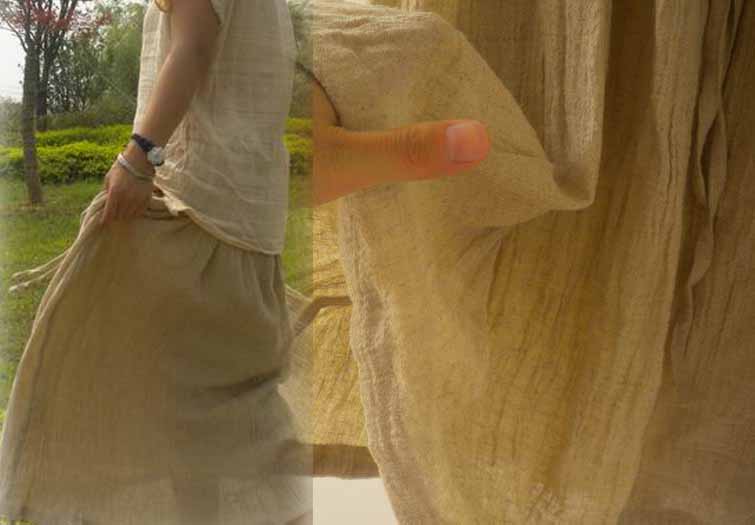 Textured washed linen long skirt