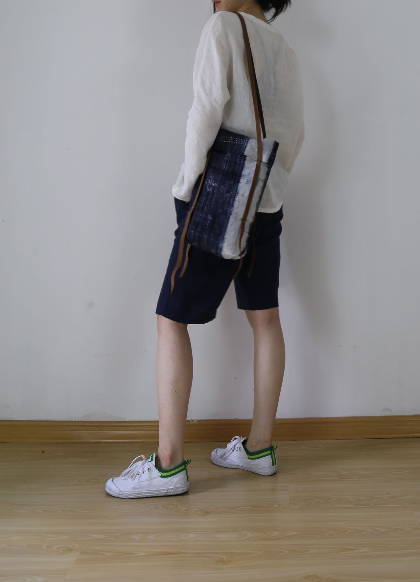 edoa Handmade Indigo Blue Plant Dyed Linen Tote Bag