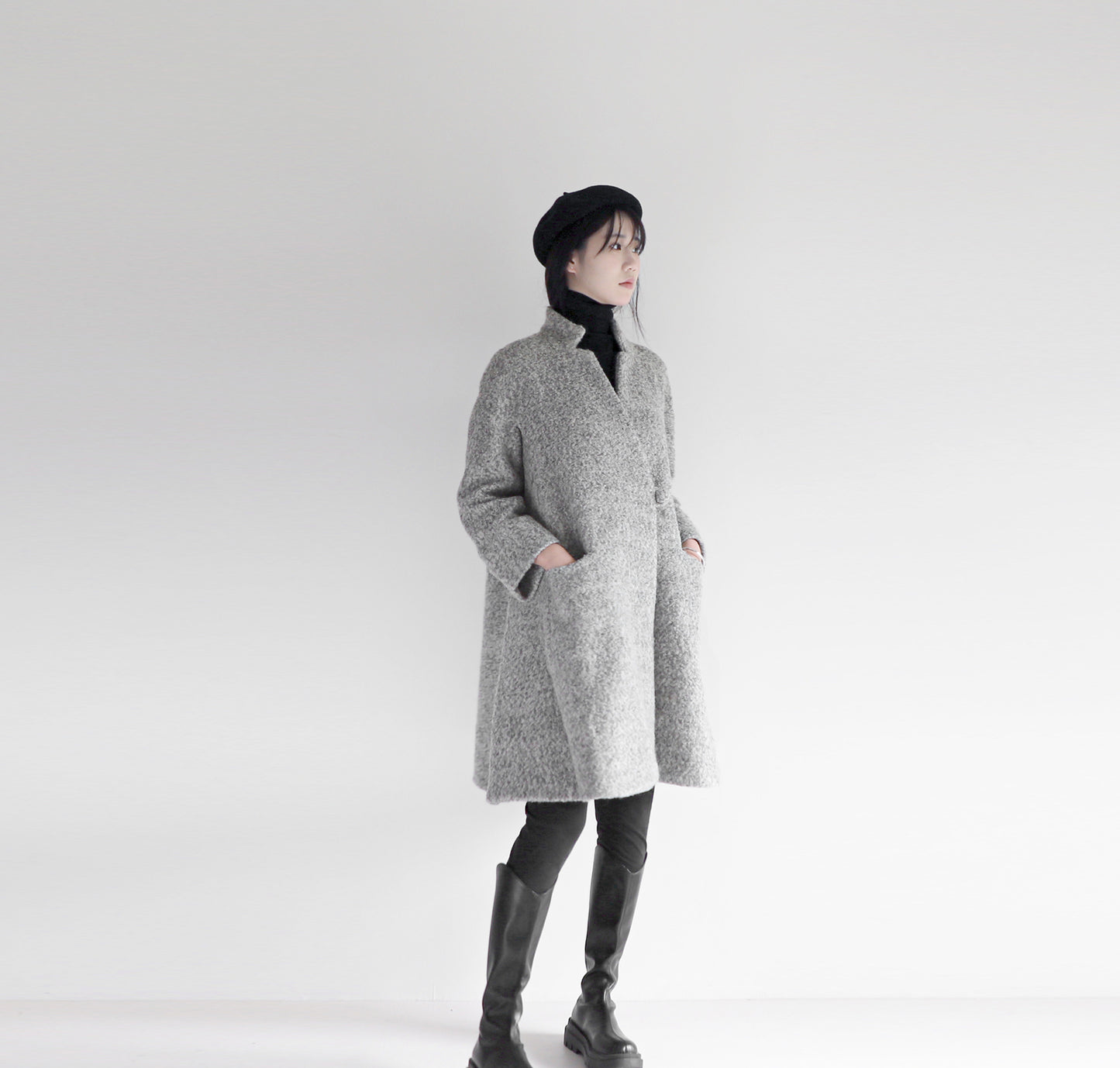 edoa loop-yarns wool trapeze coat