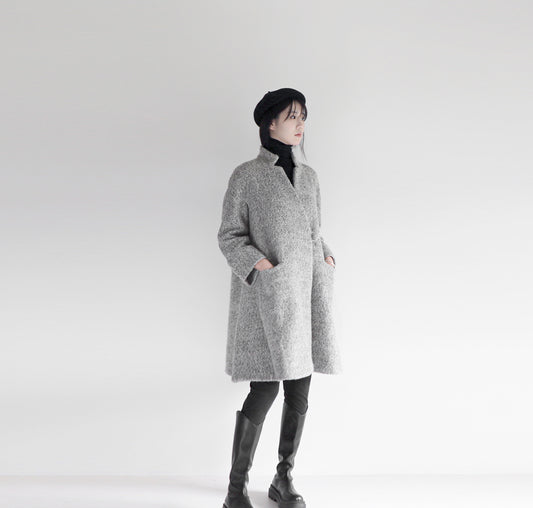 edoa loop-yarns wool trapeze coat
