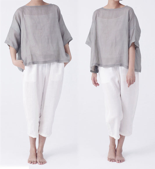 edoa Washed Ramie Smock Top