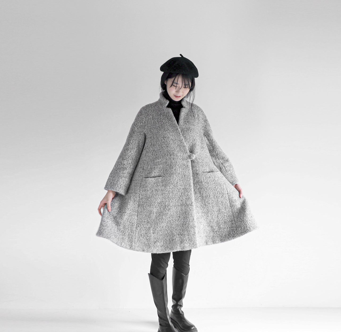 edoa loop-yarns wool trapeze coat