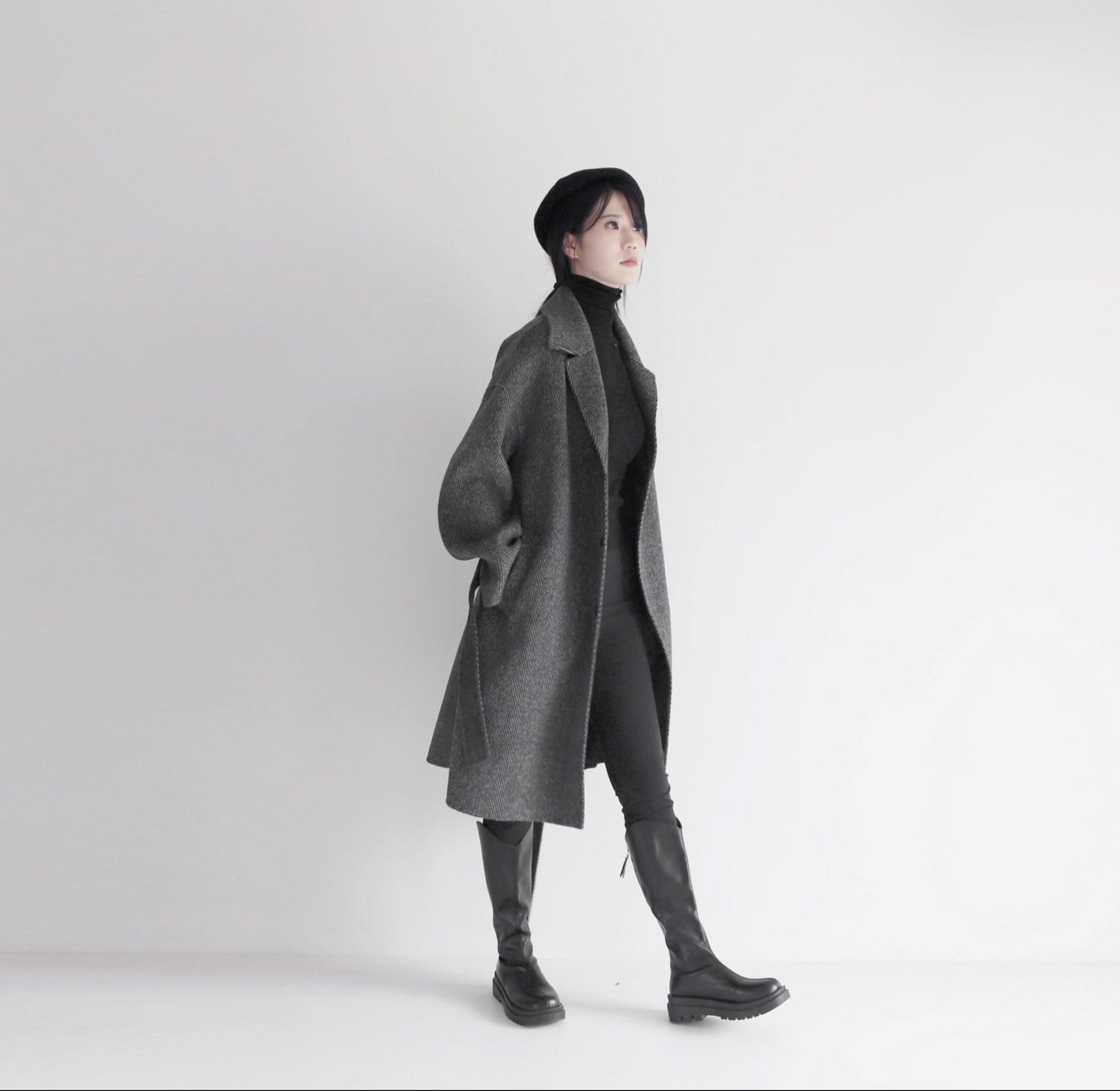 edoa double faced wool alpaca herringbone coat
