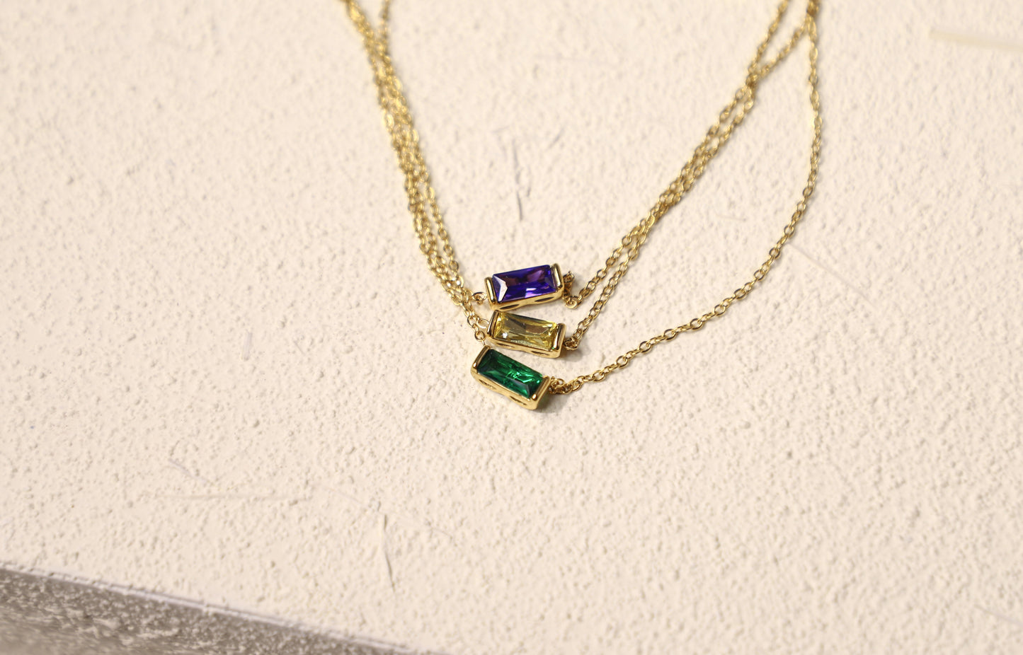 baguette birthstone necklace