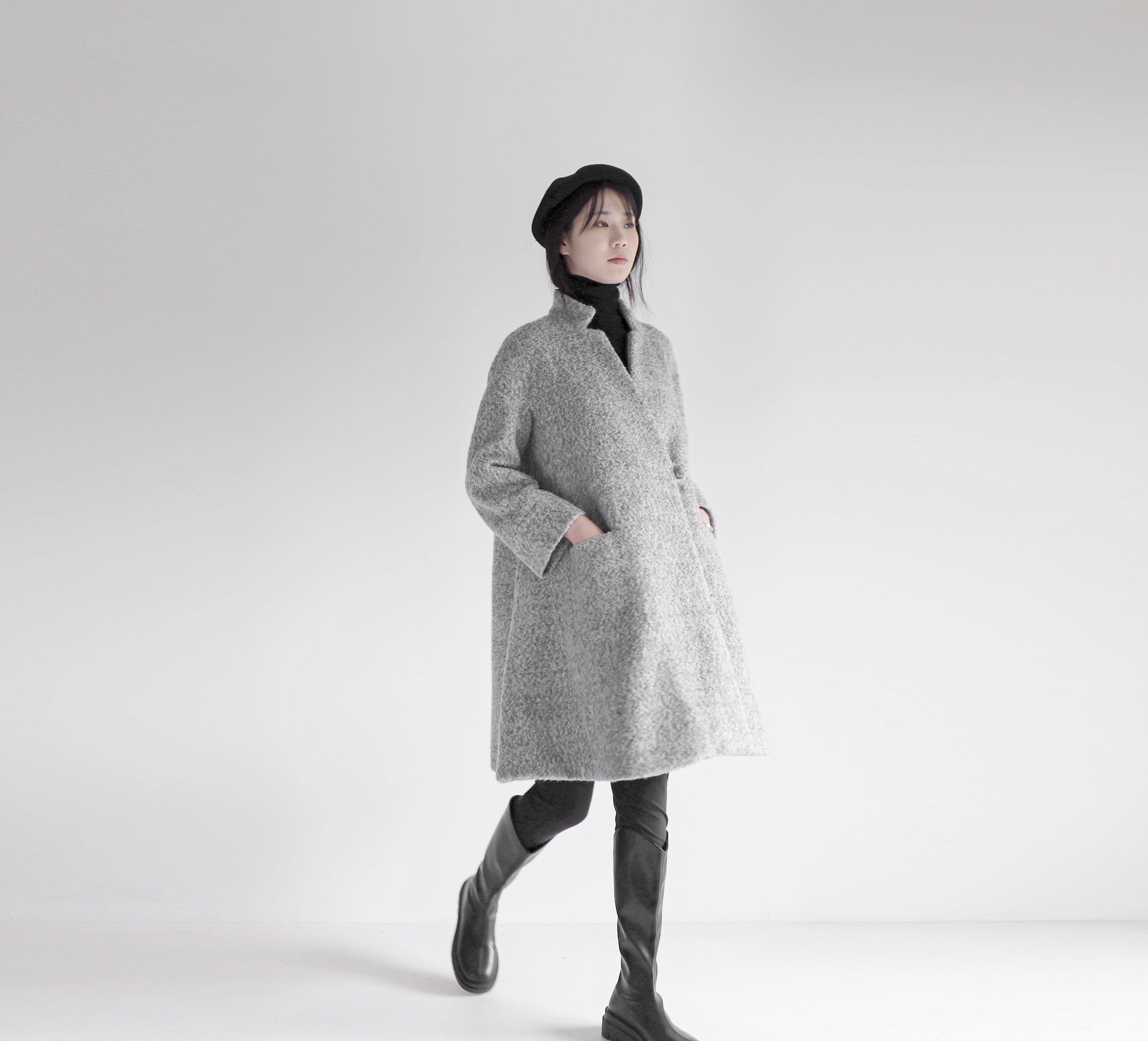 edoa loop-yarns wool trapeze coat