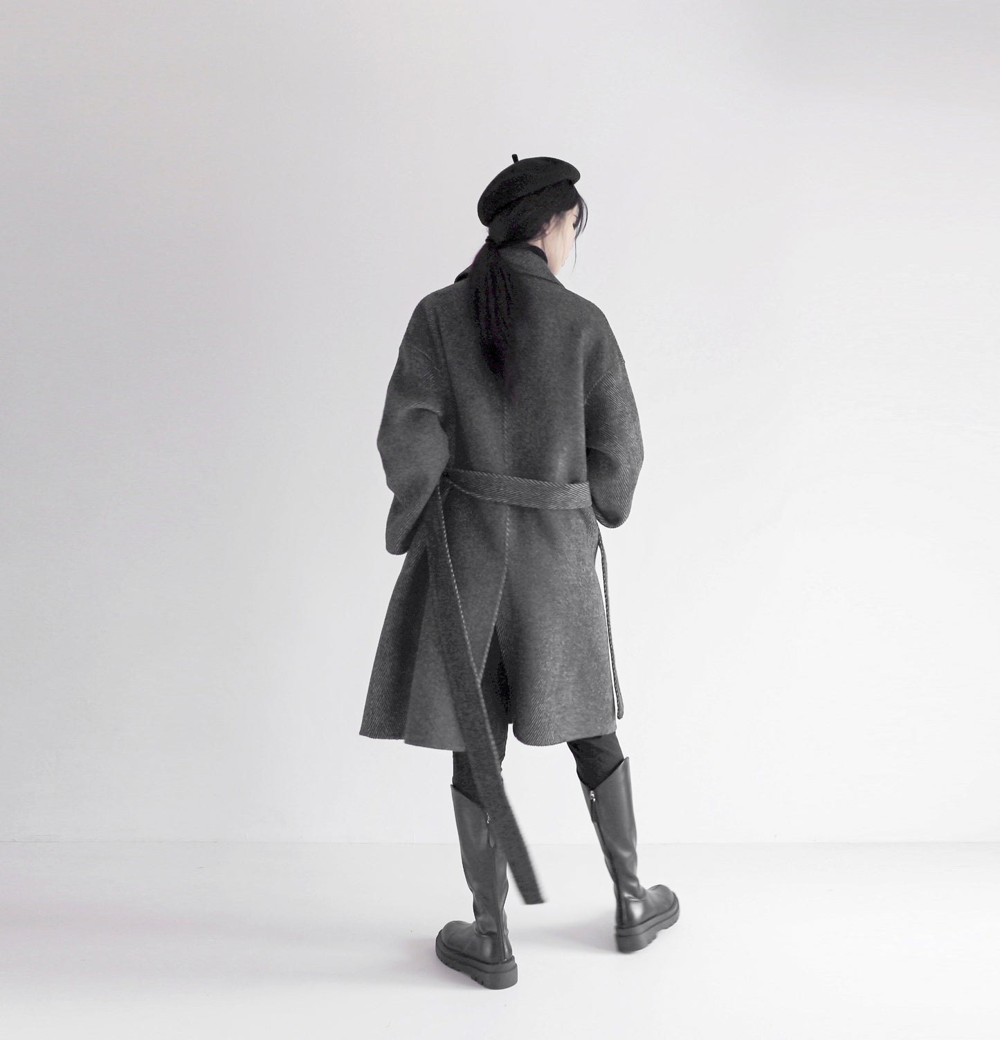 edoa double faced wool alpaca herringbone coat