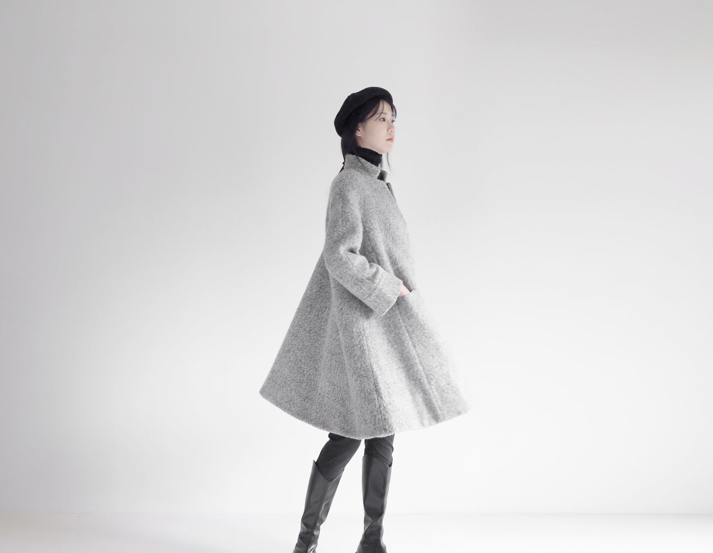 edoa loop-yarns wool trapeze coat