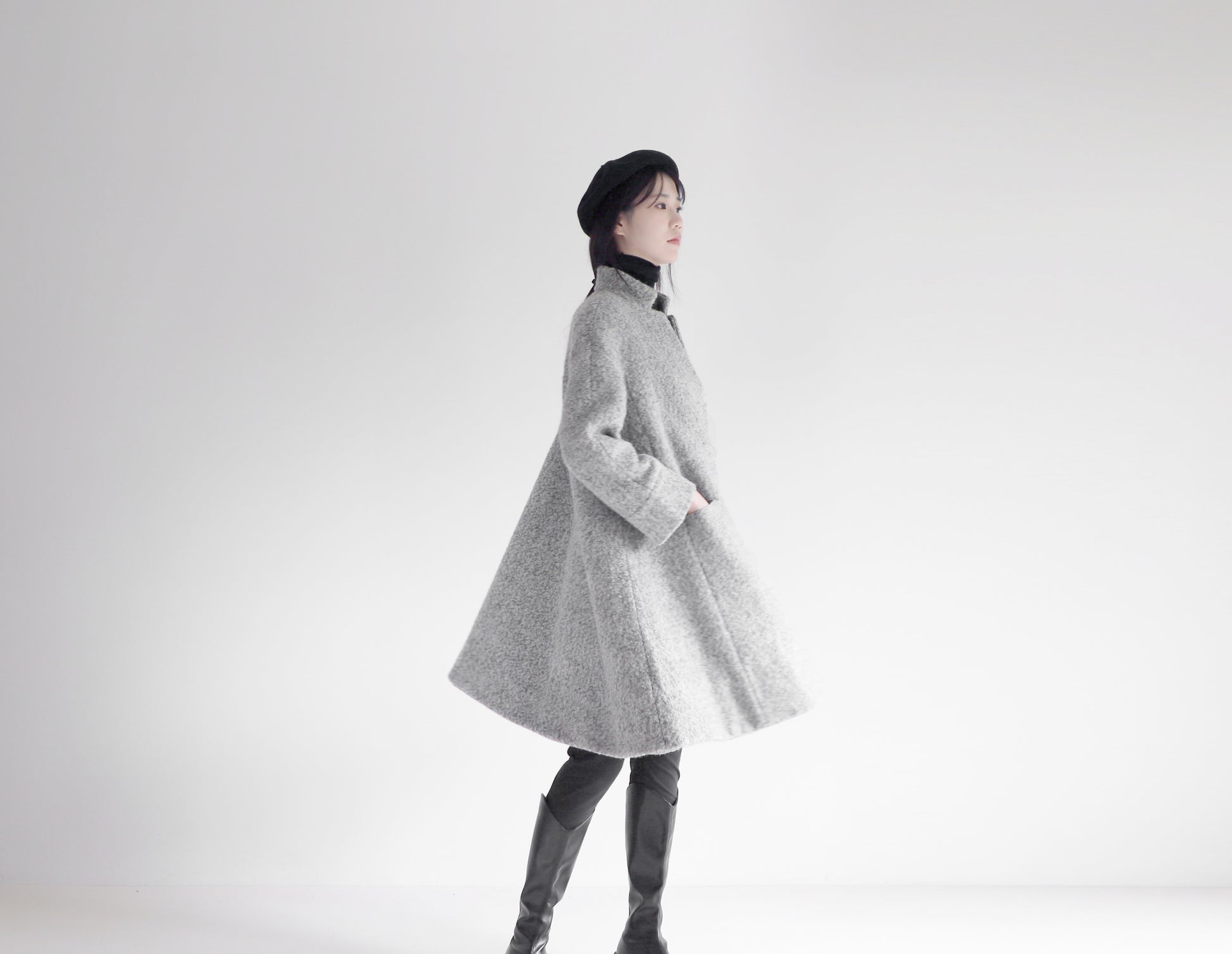 edoa loop-yarns wool trapeze coat