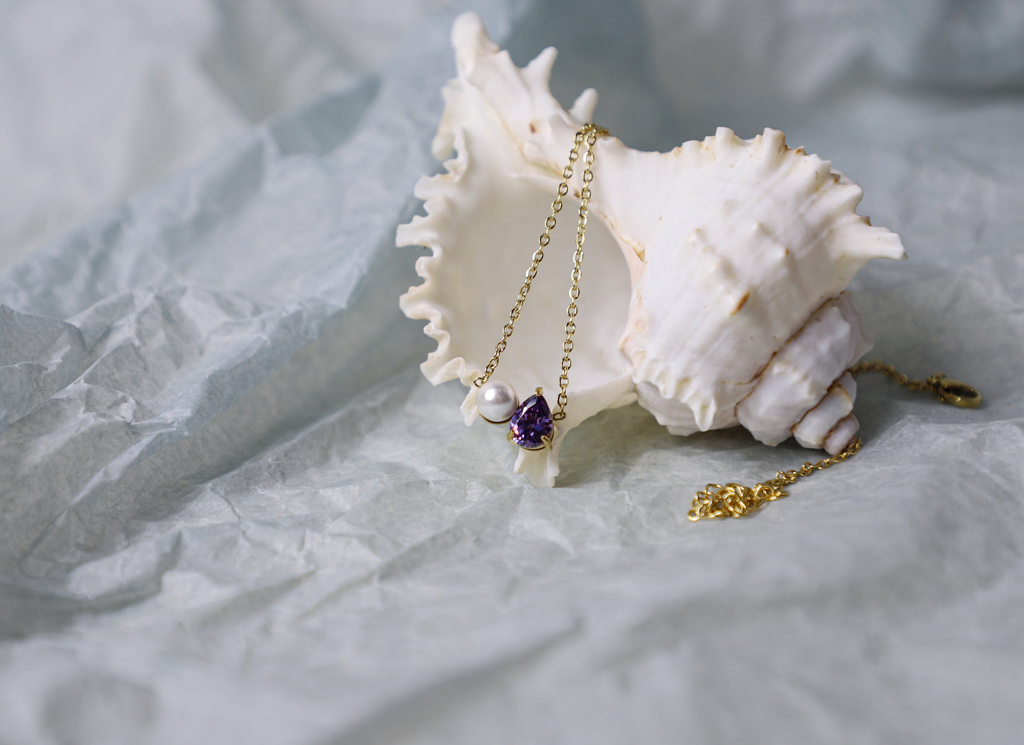 Pearl teardrop birthstone necklace
