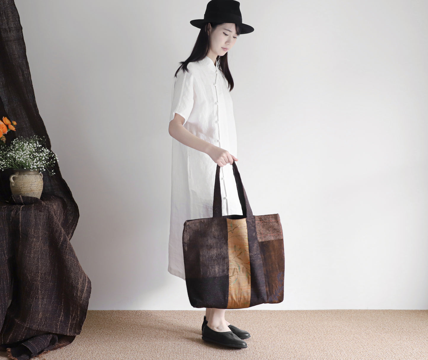 edoa mud silk tote bag