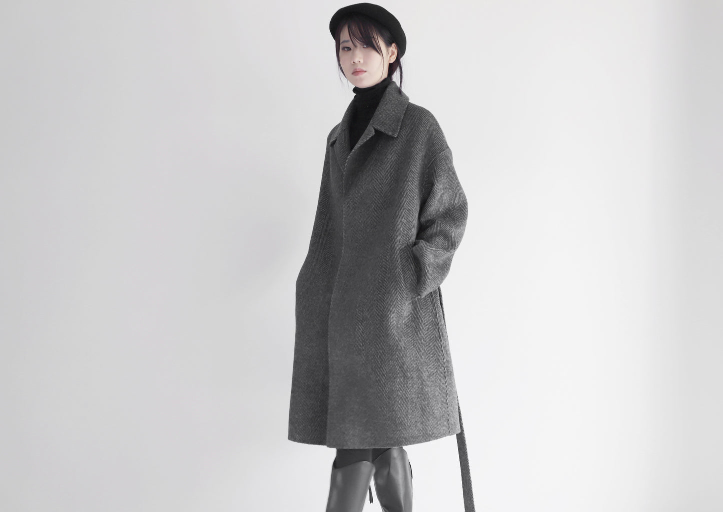 edoa double faced wool alpaca herringbone coat