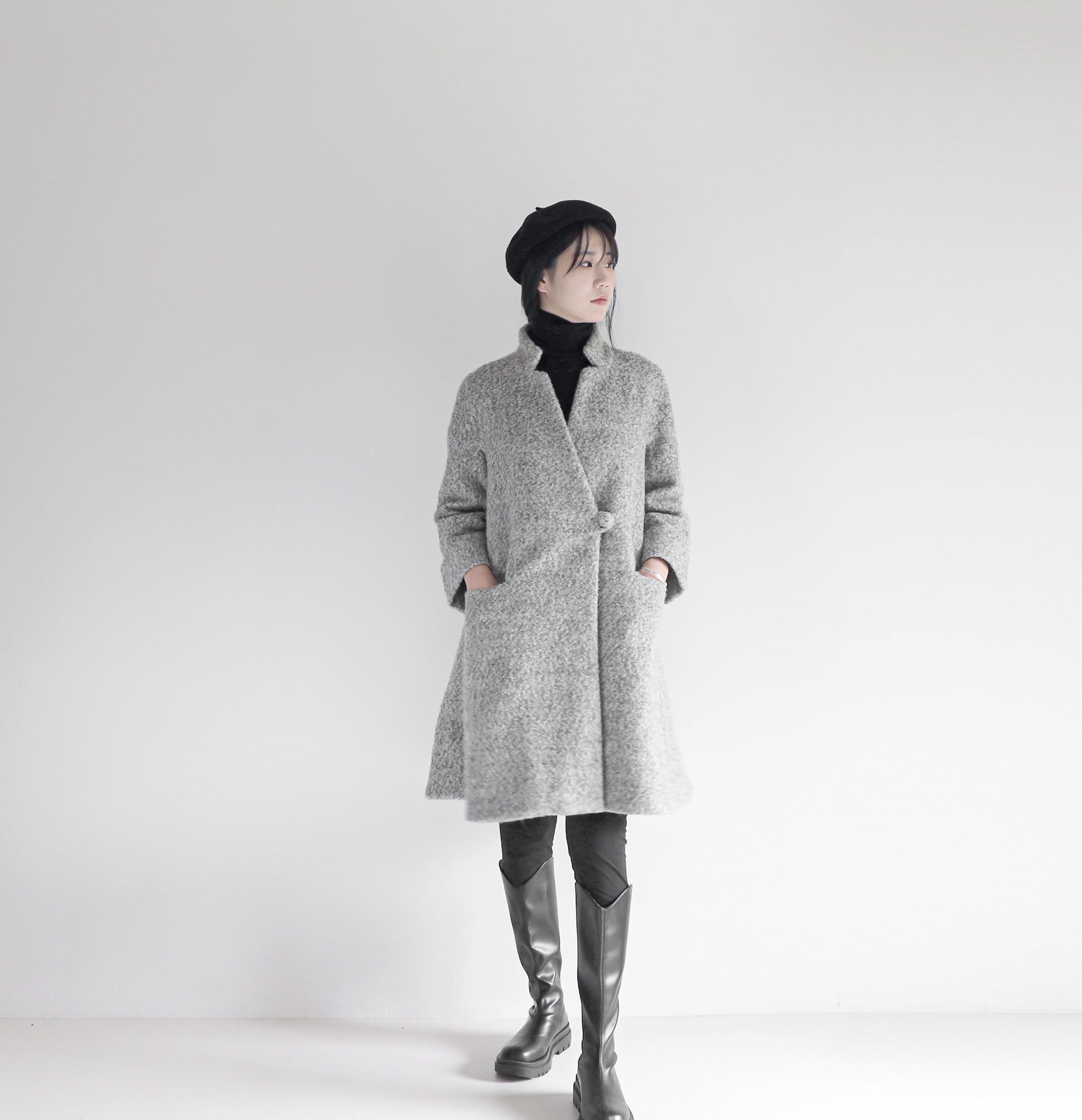 edoa loop-yarns wool trapeze coat