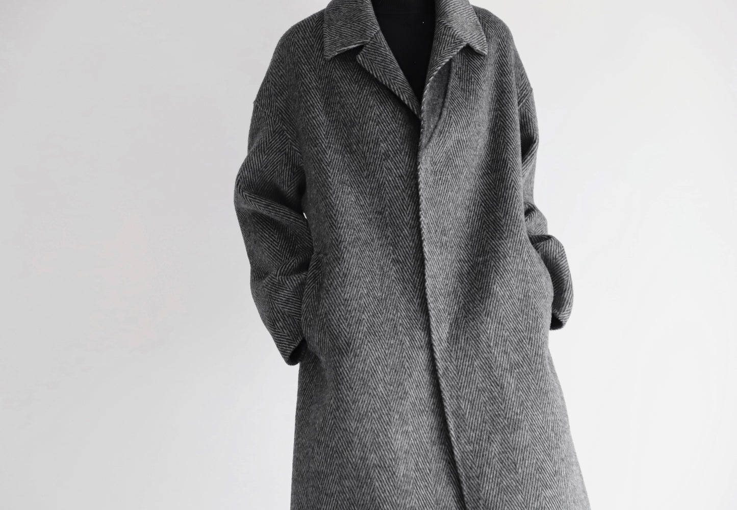 edoa double faced wool alpaca herringbone coat