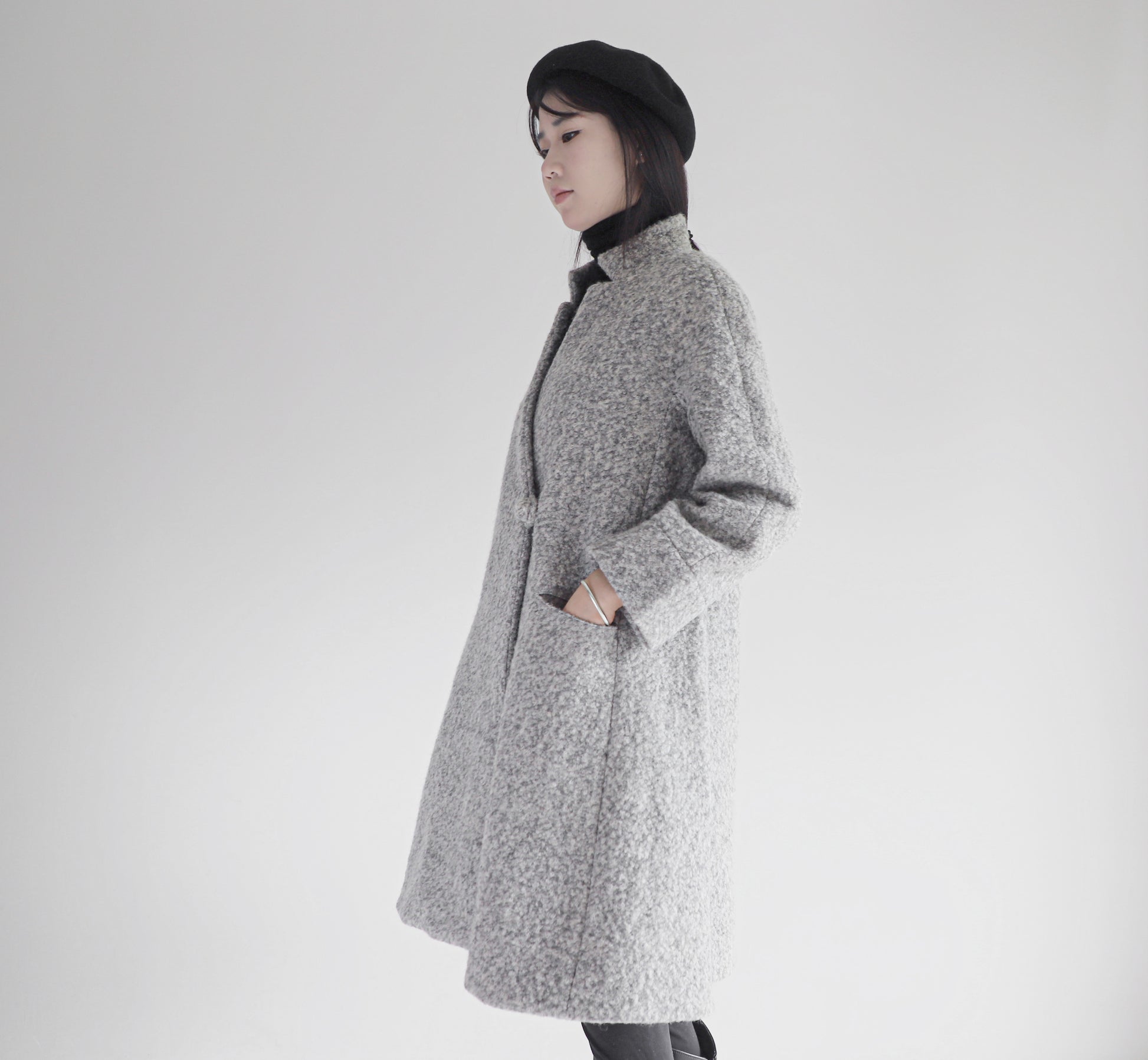 edoa loop-yarns wool trapeze coat