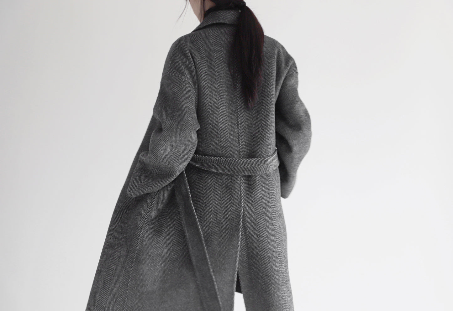 edoa double faced wool alpaca herringbone coat