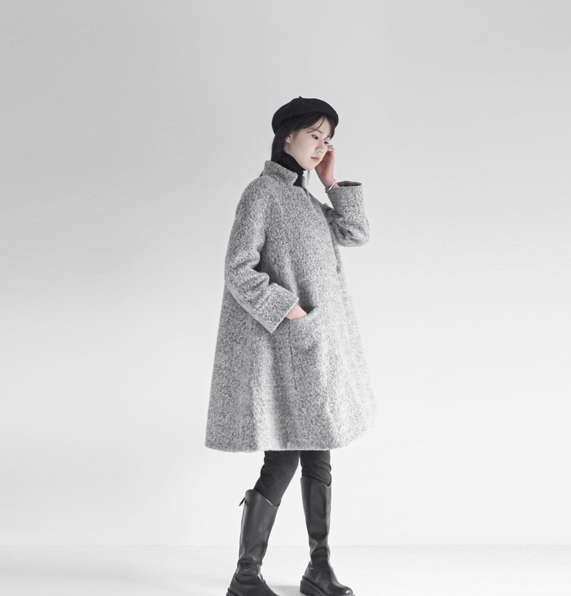 edoa loop-yarns wool trapeze coat