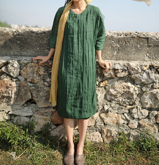 edoa Pintucked Ramie Dress