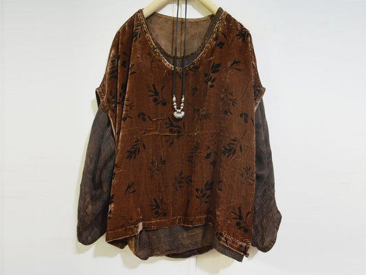 Loose Plant Dyed Silk Velvet Vest to0325 X018
