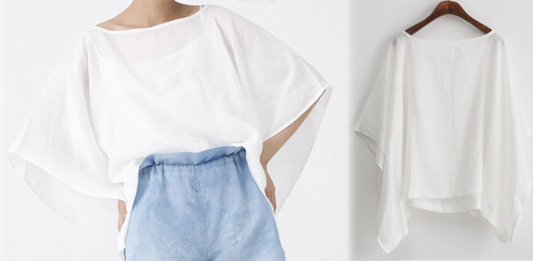 edoa Boxy Oversized Washed Ramie Tunic Blouse
