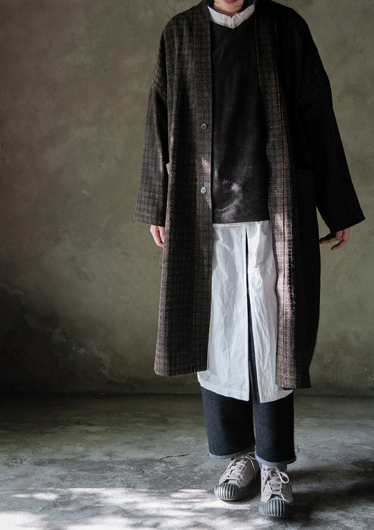 edoa Mud Tussah Silk Jacquard Kimono Coat