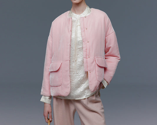 edoa Silk Velvet Quilted Jacket