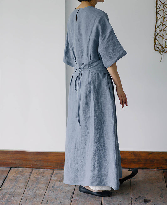 edoa Linen Kaftan Dress with Detachable Belt