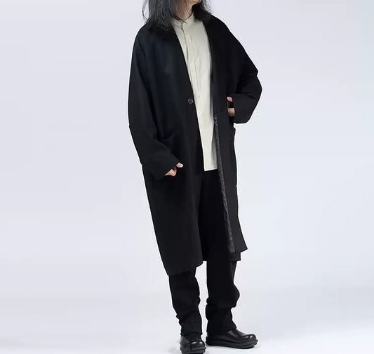 edoa Casual Loose-fit Thin Wool blend Raglan Sleeve Zen Overcoat